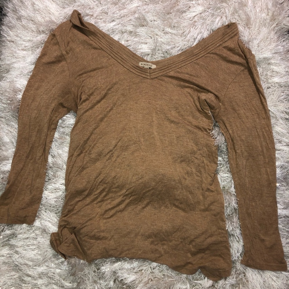 Tan Off the shoulder shirt